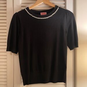Kate Spade pearl collar sweater top in black sz S